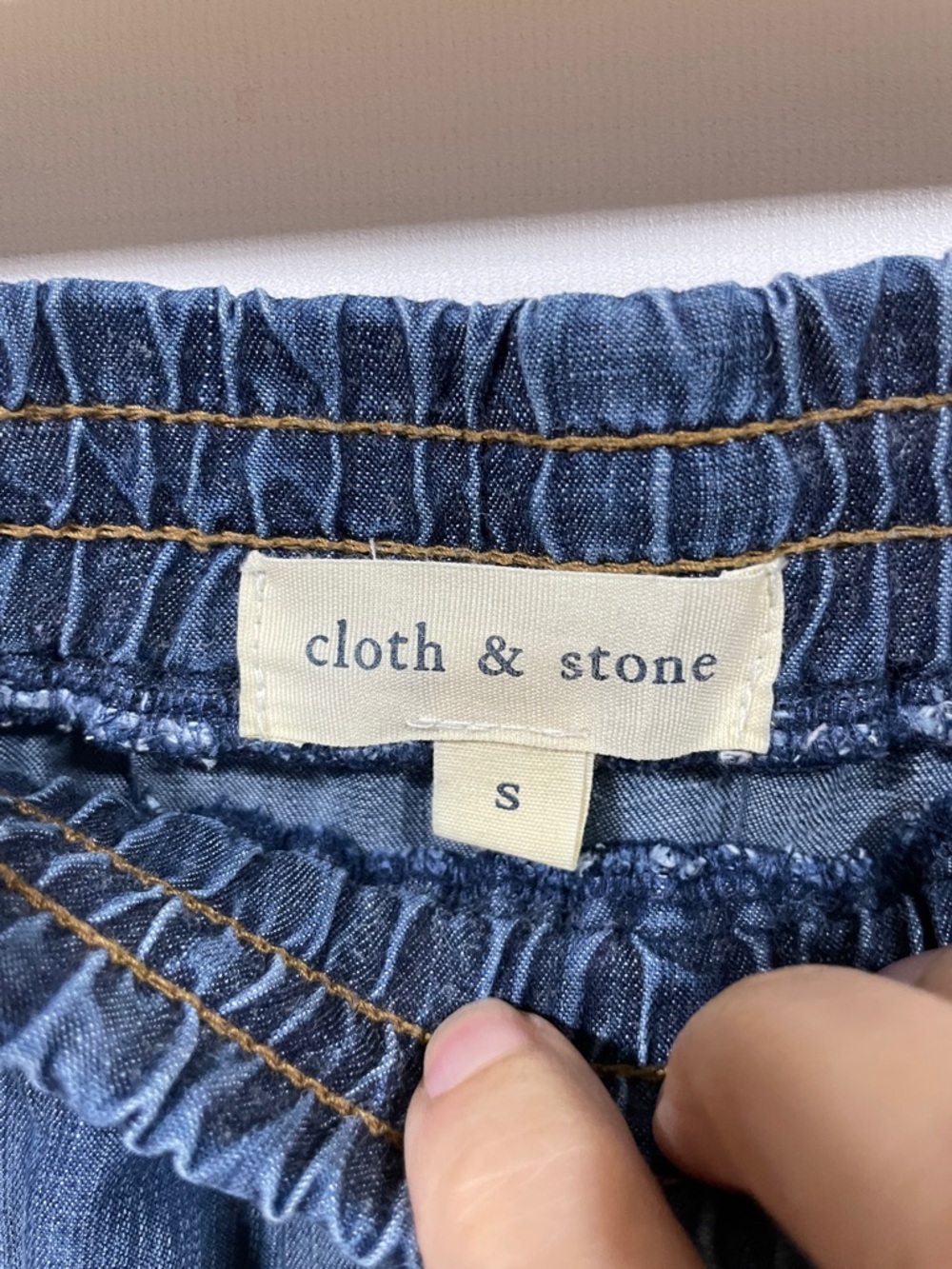 Cloth & Stone Denin Drawstring Mini Skirt - Blue - Picture 2 of 3